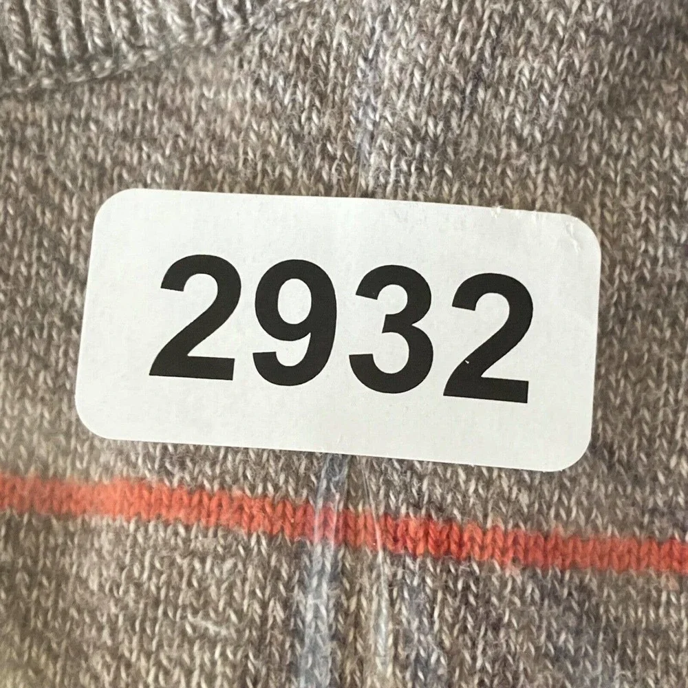 Banana Republic Sweater Men Medium Gray 1/4 Zip Pullover Orange Stripe Cotton‎
